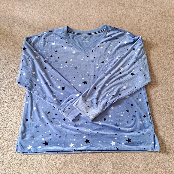 Nautica 2 Piece PJ Set Womens XL Blue Stars Print Fleece Loungewear Set NWT - Picture 5 of 15